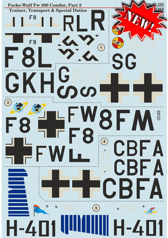 Print Scale PSL72250 1:72 Fw-200 Condor C-4/C-5/C-8 Decal Sheets
