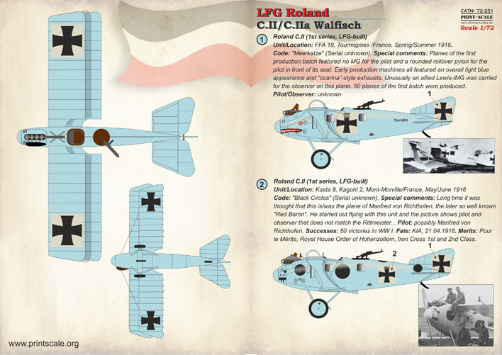Print Scale PSL72251 1:72 LFG Roland C.II/C.IIa Walfisch