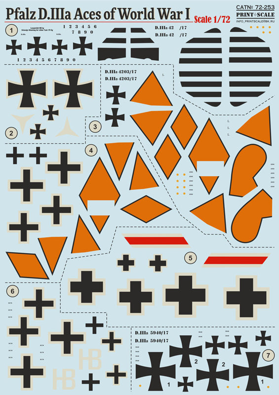 Print Scale PSL72253 1:72 Pfalz D.IIIa Aces of World War I