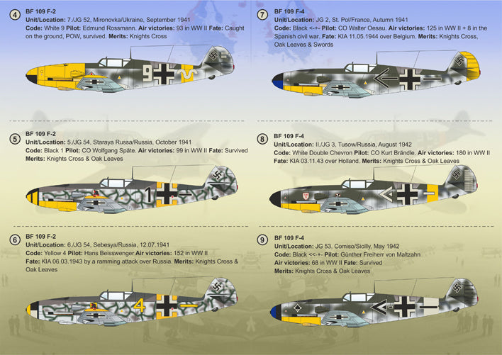Print Scale PSL72254 1:72 Messerschmitt Bf-109F Aces