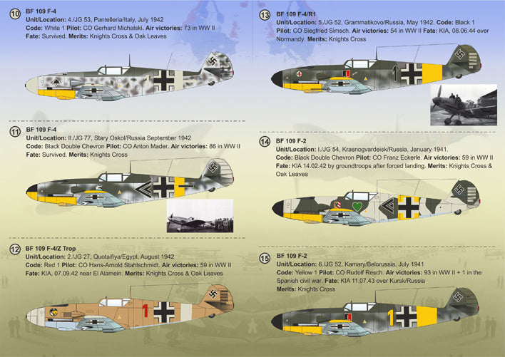 Print Scale PSL72254 1:72 Messerschmitt Bf-109F Aces
