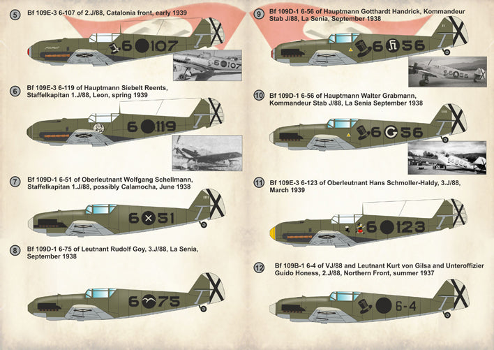 Print Scale PSL72260 1:72 Aces Legion Condor Pt 2 Bf-109B/D/E