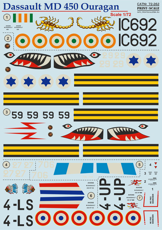 Print Scale PSL72262 1:72 Dassault MD 450 Ouragan