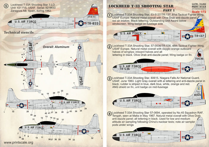 Print Scale PSL72263 1:72 Lockheed T-33 Shooting Star Part-1