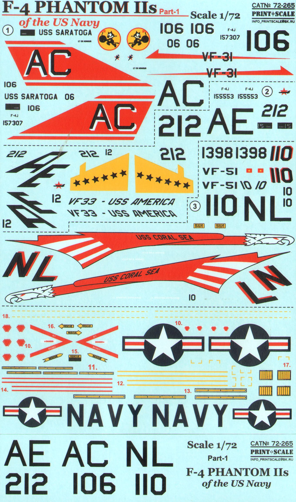 Print Scale PSL72265 1:72 McDonnell F-4B/F-4J Phantom II NAVY Part 1