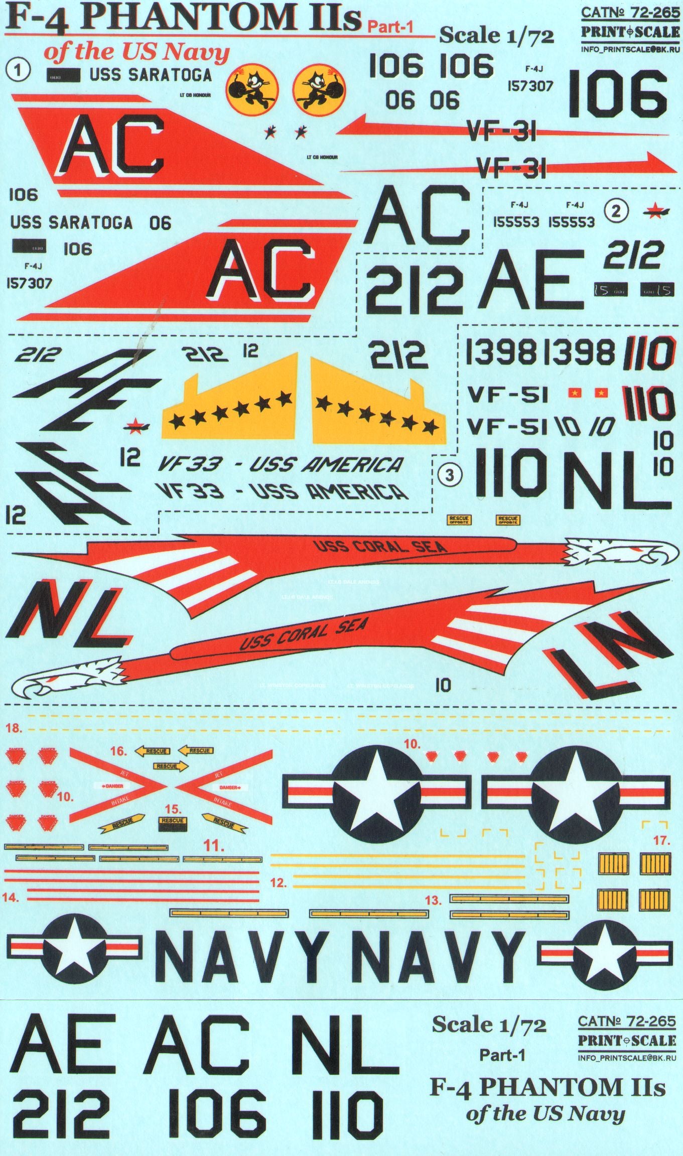 Print Scale PSL72265 1:72 McDonnell F-4B/F-4J Phantom II NAVY Part 1