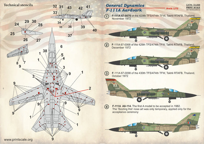 Print Scale PSL72268 1:72 General-Dynamics F-111A Aardvark