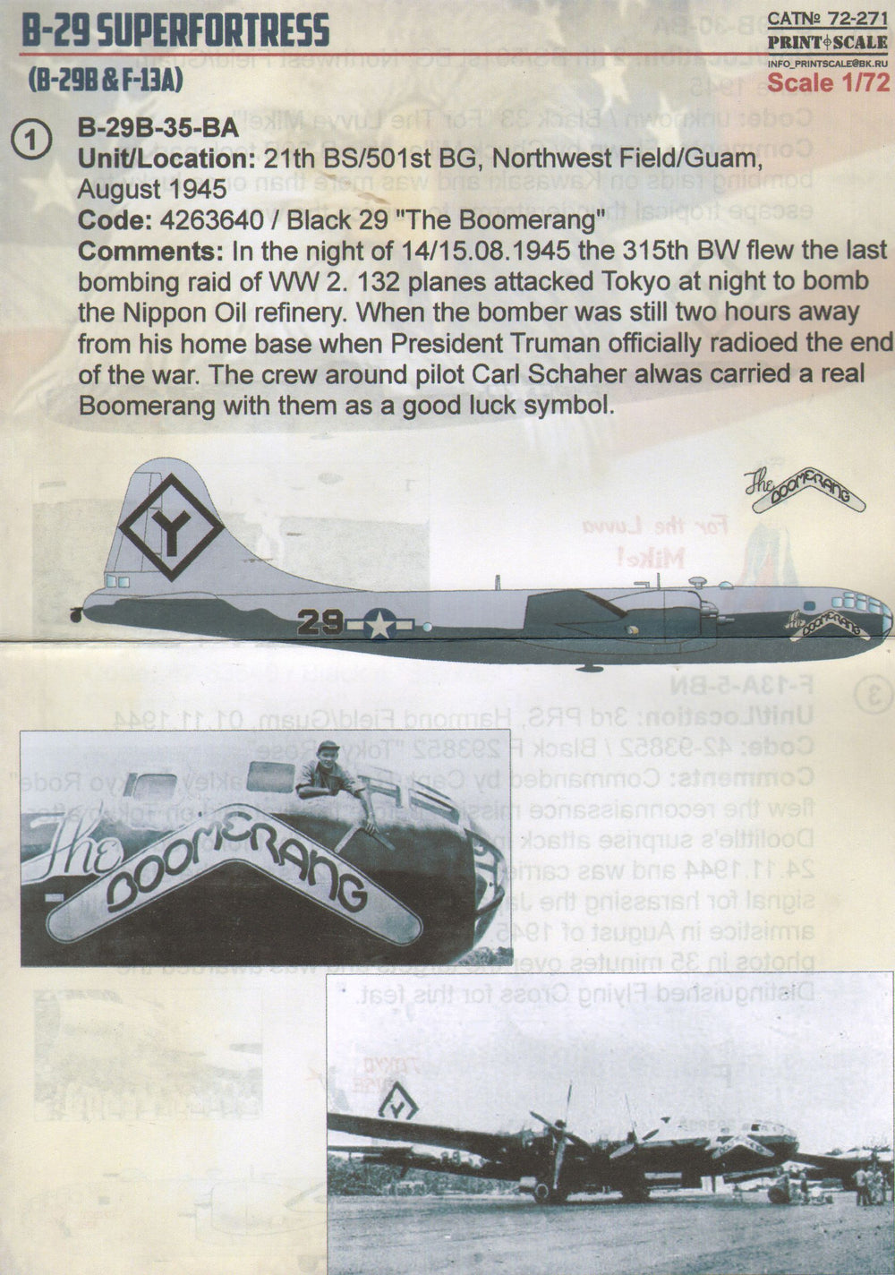 Print Scale PSL72271 1:72 Boeing B-29B Superfortress Part 1
