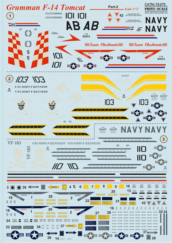Print Scale PSL72275 1:72 Grumman F-14A/F-14B Tomcat VF-211 and VF-103 x 2
