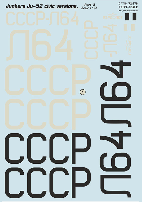 Print Scale PSL72278 1:72 Junkers Ju-52/3m civic versions Part-2