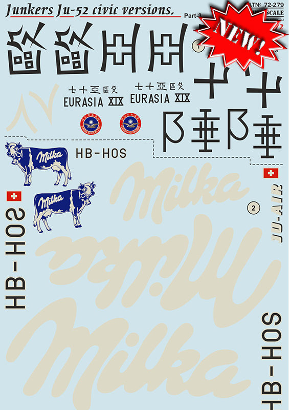 Print Scale PSL72279 1:72 Junkers Ju-52/3m civic versions Part-3