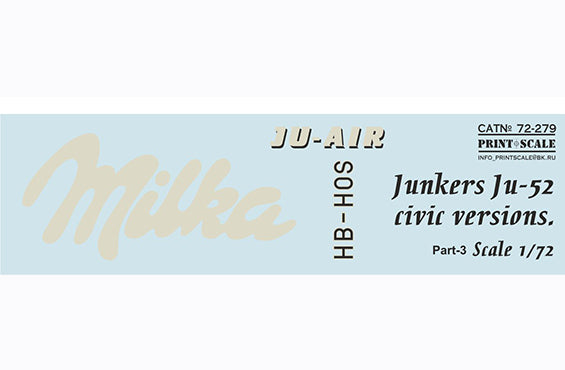 Print Scale PSL72279 1:72 Junkers Ju-52/3m civic versions Part-3