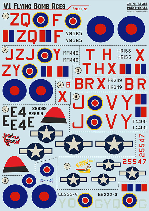 Print Scale PSL72288 1:72 V-1 Flying Bomb Killer Aces Part 4 Decals