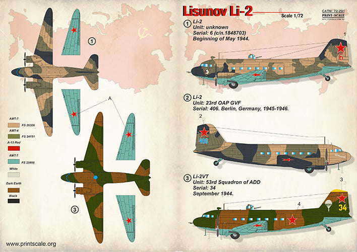 Print Scale PSL72291 1:72 Lisunov Li-2 1