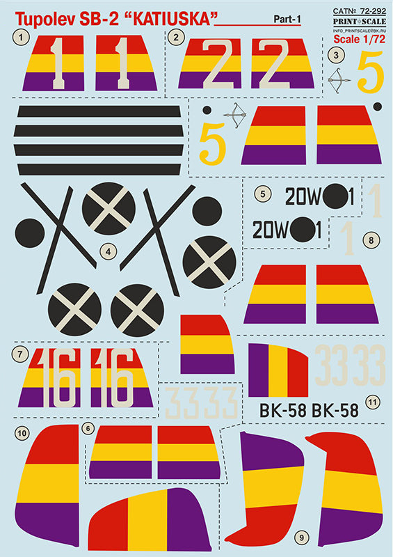 Print Scale PSL72292 1:72 Tupolev SB-2 Katiuska Part-1 1