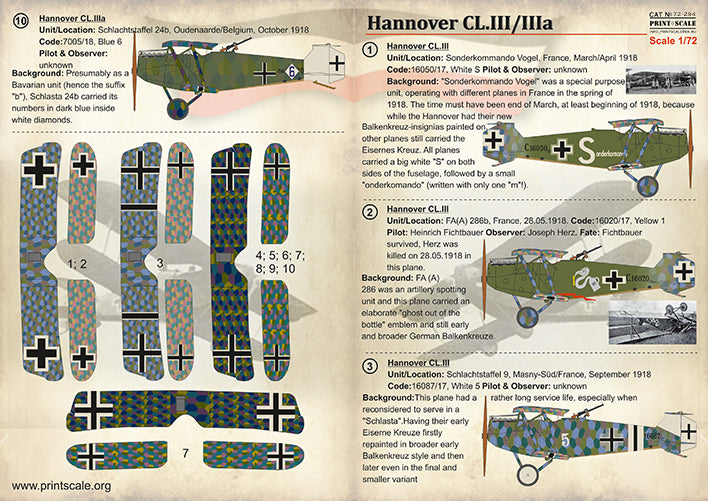 Print Scale PSL72294 1:72 Hannover CL.lll/llla 1