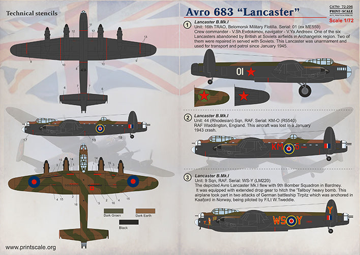 Print Scale PSL72296 1:72 Avro 683 Lancaster 1