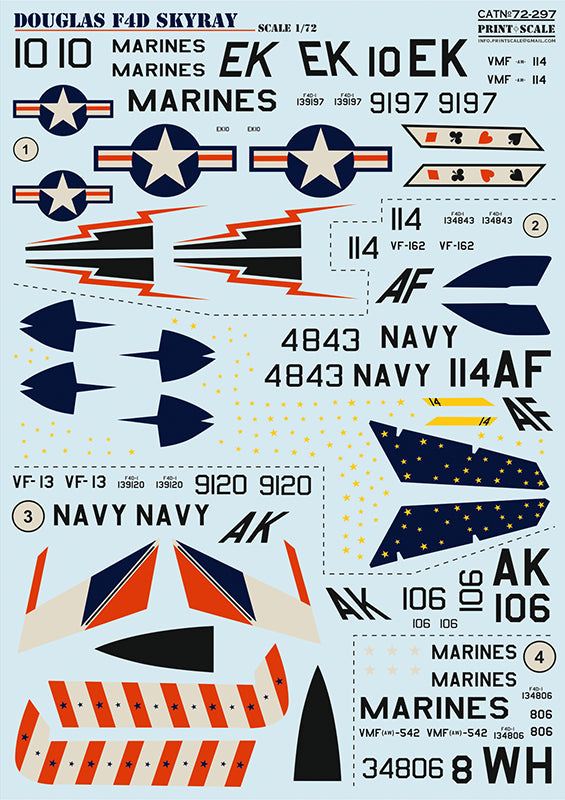 Print Scale PSL72297 1:72 Douglas F4D-1 Skyray x 6 schemes 1