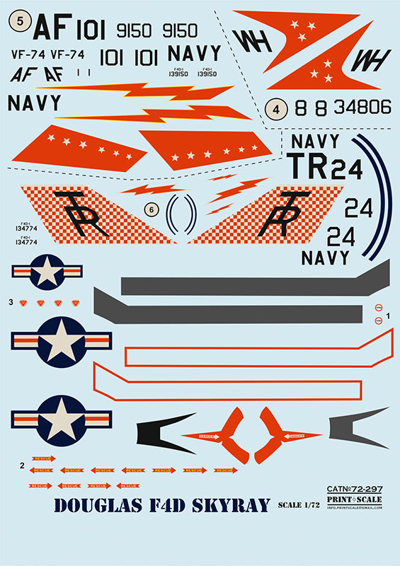 Print Scale PSL72297 1:72 Douglas F4D-1 Skyray x 6 schemes 1