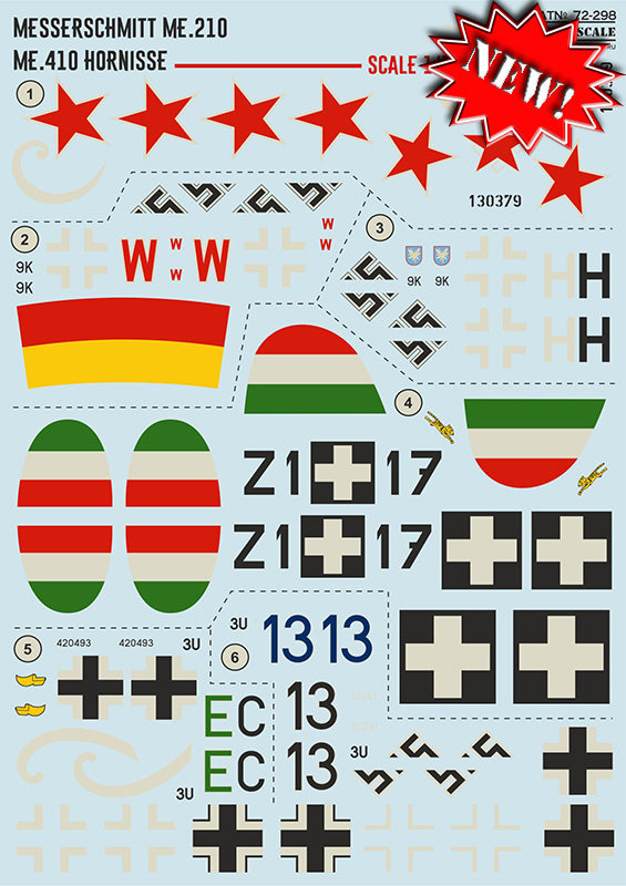 Print Scale PSL72298 1:72 Messerchmitt Me-210Ca-1 & Me-410A-1/Me-410B-2 Hornisse