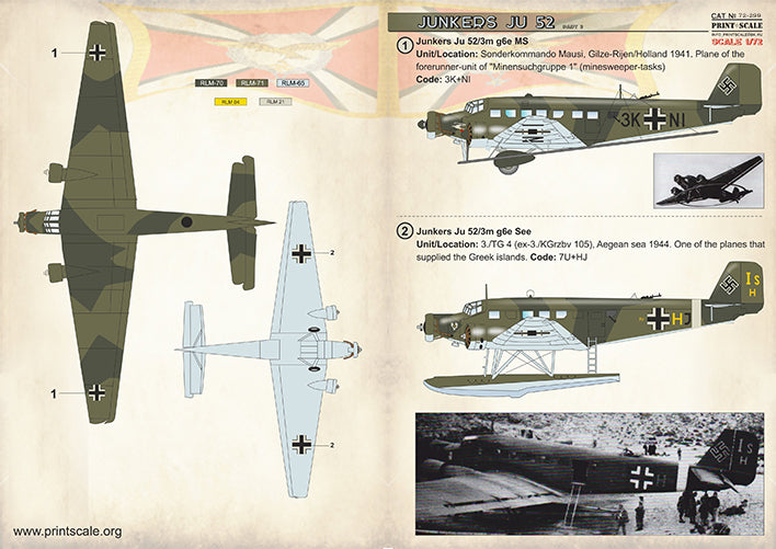Print Scale PSL72299 1:72 Junkers Ju-52/3m Part 4