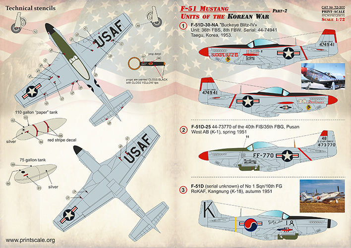 Print Scale PSL72300 1:72 North-American F-51 Mustang 1/72 Part 2 [P-51D]