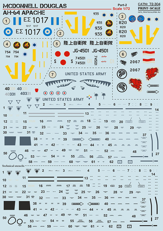 Print Scale PSL72304 1:72 Bell/Boeing AH-64A/AH-64D Apache Part 2