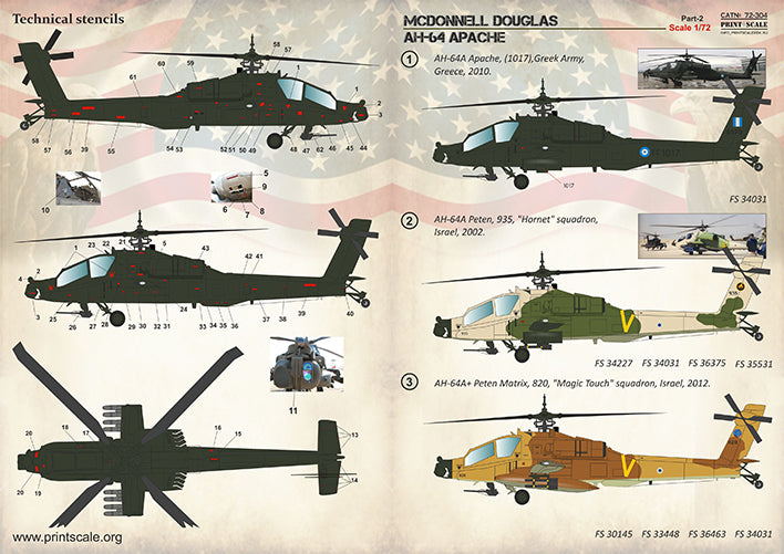 Print Scale PSL72304 1:72 Bell/Boeing AH-64A/AH-64D Apache Part 2
