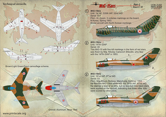 Print Scale PSL72307 1:72 Mikoyan MiG-15 in Korean War