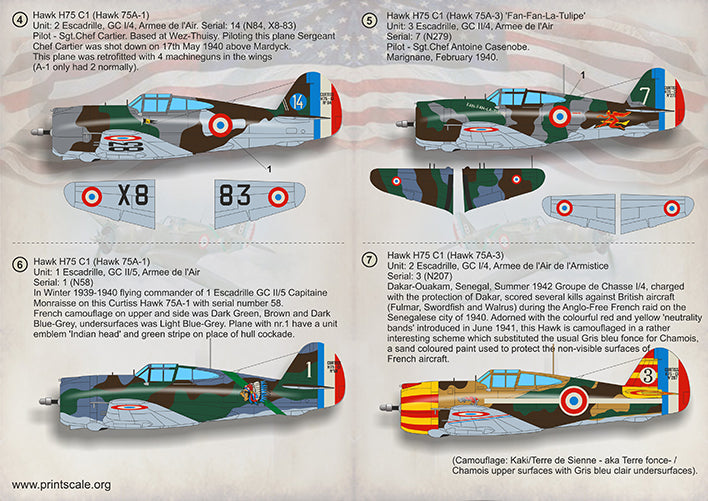 Print Scale PSL72315 1:72 Curtiss P-36 Hawk / Mohawk Mk.IV Decals