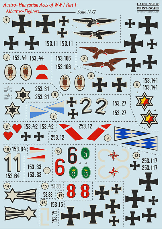 Print Scale PSL72316 1:72 Austro-Hungarian Aces Albatros D.III -Fighters