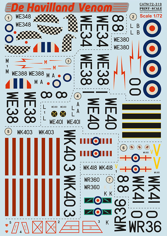Print Scale PSL72319 1:72 de Havilland Venom 1