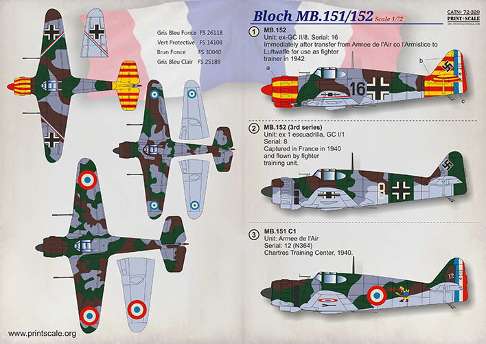 Print Scale PSL72320 1:72 Marcel-Bloch MB.151C.1/MB.152 1
