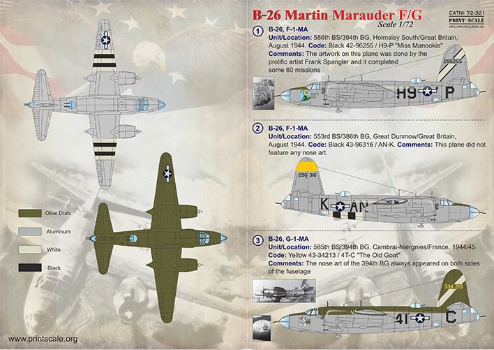 Print Scale PSL72321 1:72 Martin Marauder B-26F/B-26G 1