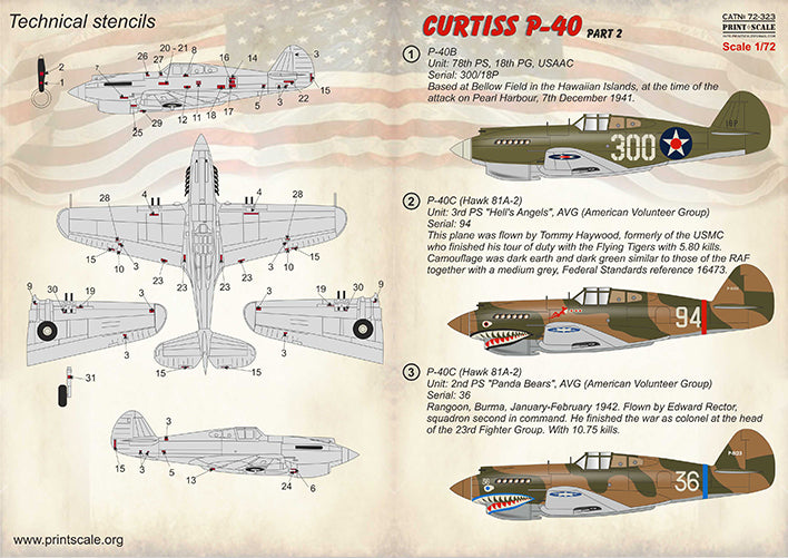 Print Scale PSL72323 1:72 Curtiss P-40 Part 2 / 72-323 / 1