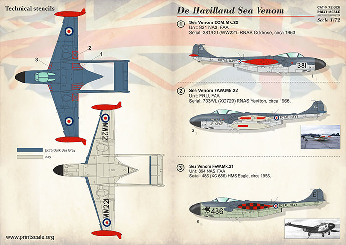 Print Scale PSL72326 1:72 de Havilland Sea Venom 1