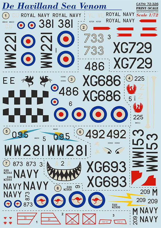 Print Scale PSL72326 1:72 de Havilland Sea Venom 1