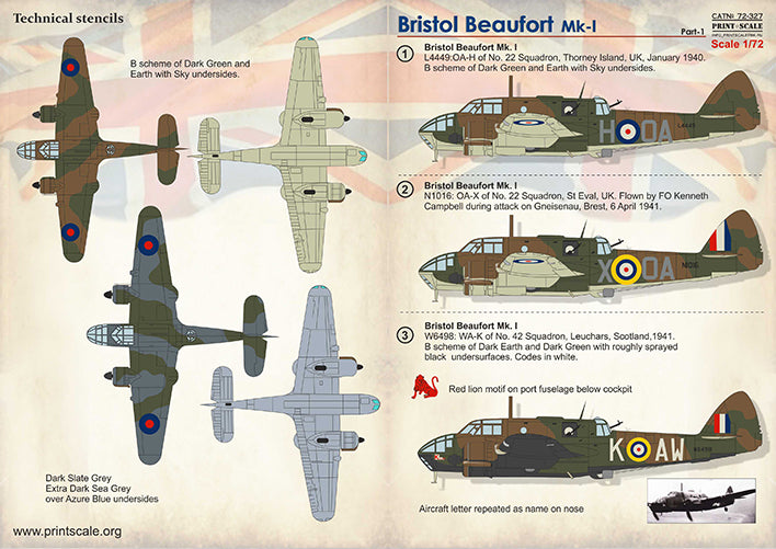 Print Scale PSL72327 1:72 Bristol Beaufort Part 1 1