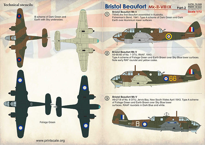 Print Scale PSL72328 1:72 Bristol Beaufort Part 2 1