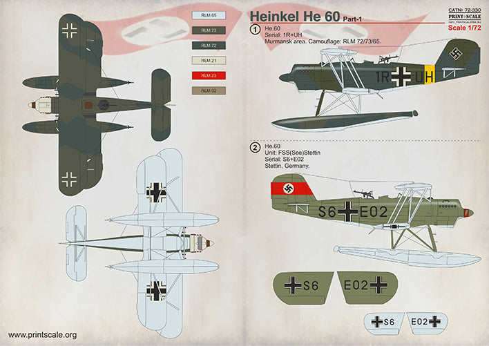 Print Scale PSL72330 1:72 Heinkel He-60 Part-1 1