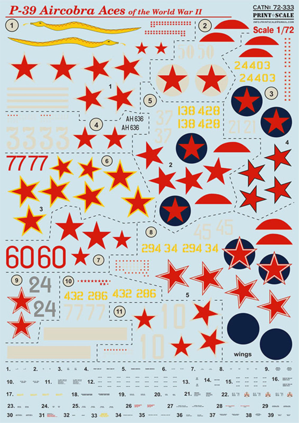 Print Scale PSL72333 1:72 Bell P-39 Aircobra Aces of the World War II 1