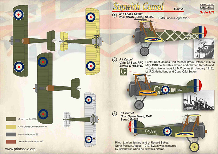 Print Scale PSL72340 1:72 Sopwith Camel Part-1 1