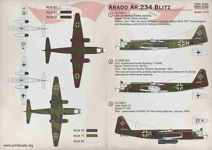 Print Scale PSL72341 1:72 Arado Ar-234 Blitz 1
