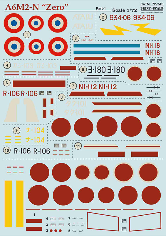 Print Scale PSL72343 1:72 Nakajima A6M2-N "Zero" Part-1 1
