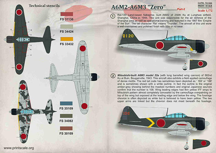 Print Scale PSL72344 1:72 Mitsubishi A6M2-A6M3 "Zero" Part-2 1