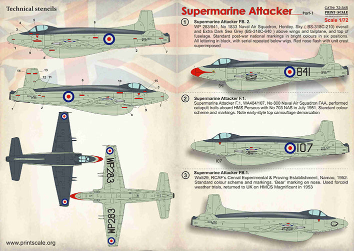 Print Scale PSL72345 1:72 Supermarine Attacker Part-1 1