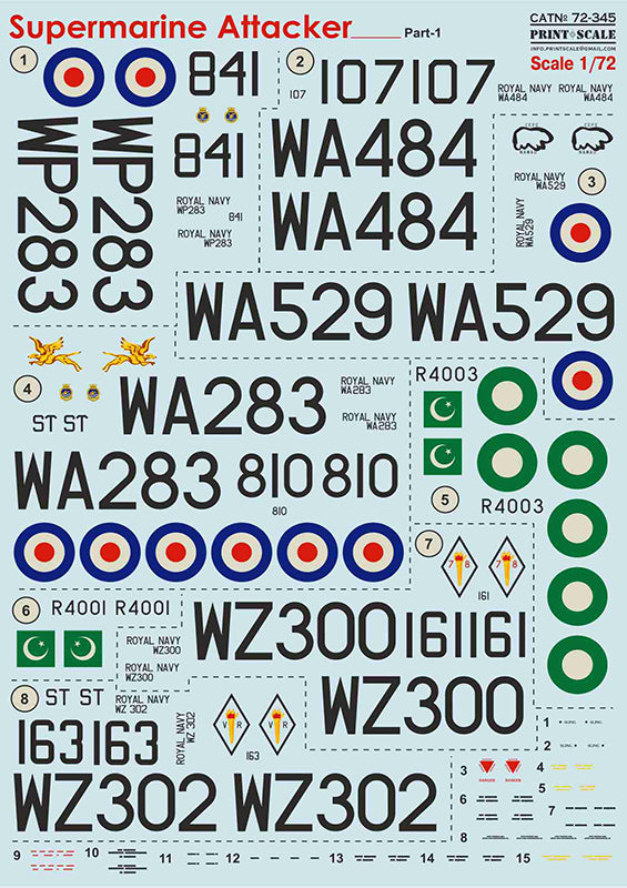 Print Scale PSL72345 1:72 Supermarine Attacker Part-1 1