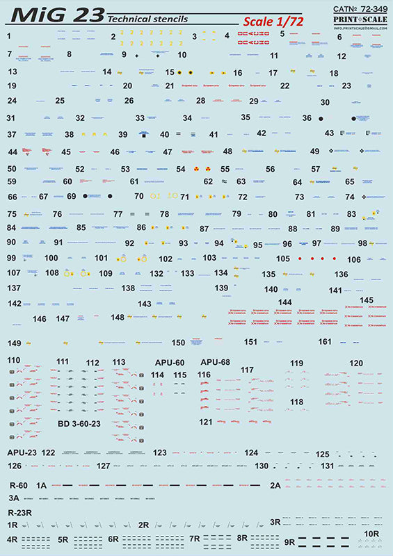 Print Scale PSL72349 1:72 Mikoyan MiG-23 Technical stencils