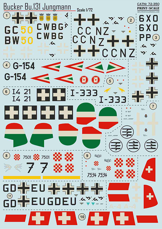 Print Scale PSL72350 1:72 Bucker Bu-131 Jungmann Bucker Bu.131 Jungmann/72-350/1