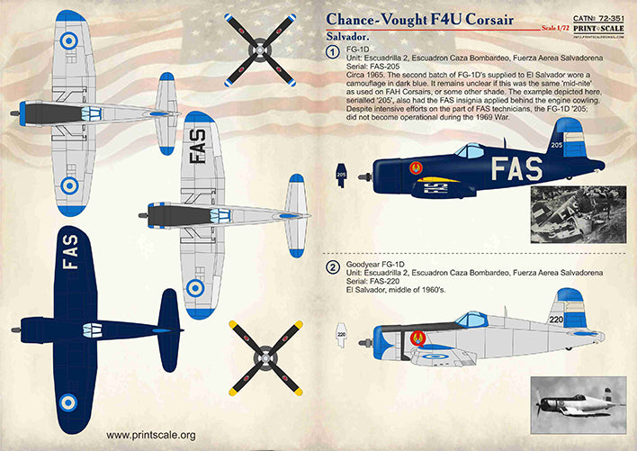 Print Scale PSL72351 1:72 Vought F4U Corsair Salvador 1